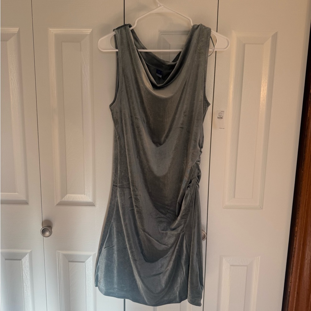 Old Navy Silver Velvet Cowl Neck Mini Dress